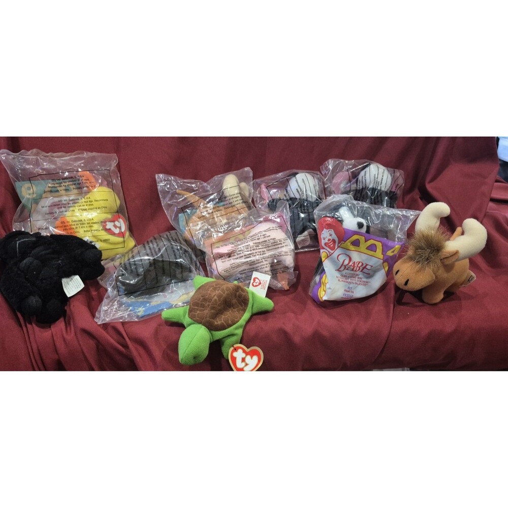 10 Piece McDonalds Plush Animal Pals & Babe 3 Open 7 New In Pack All Excellent